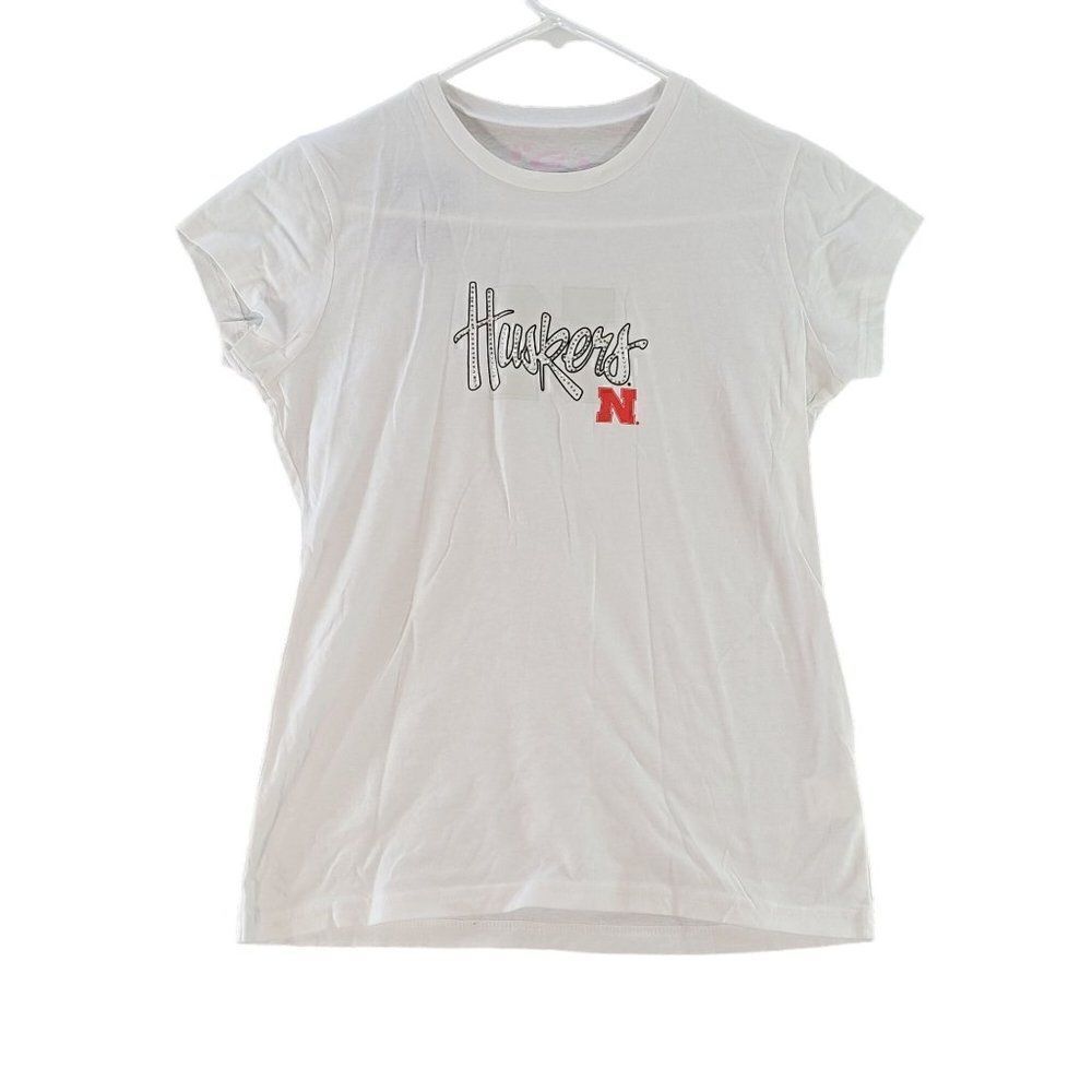Nebraska Huskers Womens White Sequin T-shirt Sz M